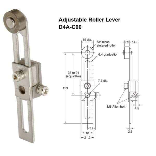 Omron D4A-C00 Adjustable Roller Lever