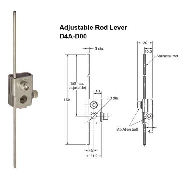 Omron D4A-D00 Adjustable Rod Lever